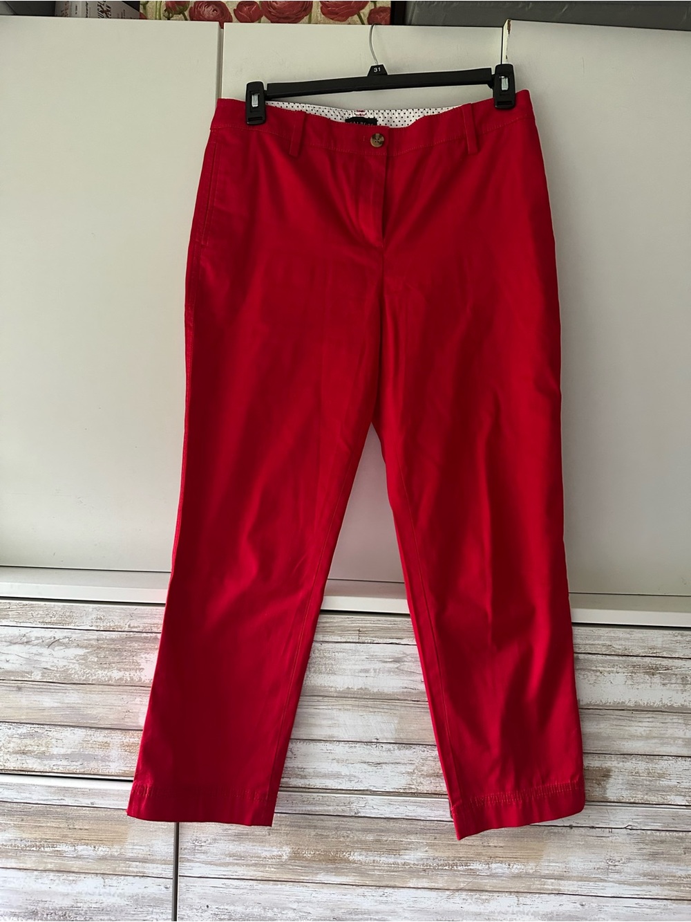 ❤️ Talbots Slim Perfect Crop Pants Red Size 8 Cropped Straight Leg Pockets
